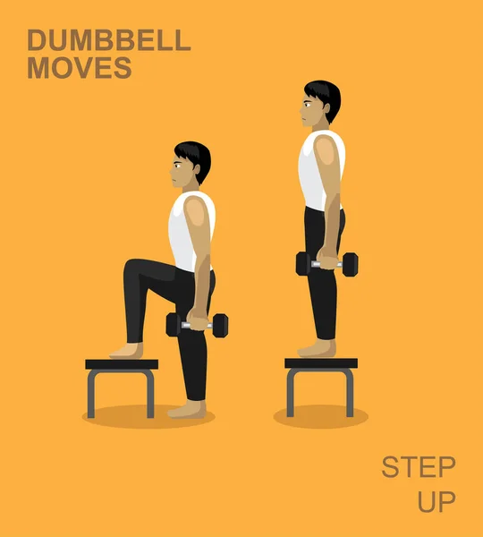 Step Dumbbell Sposta Manga Palestra Set Illustrazione — Vettoriale Stock