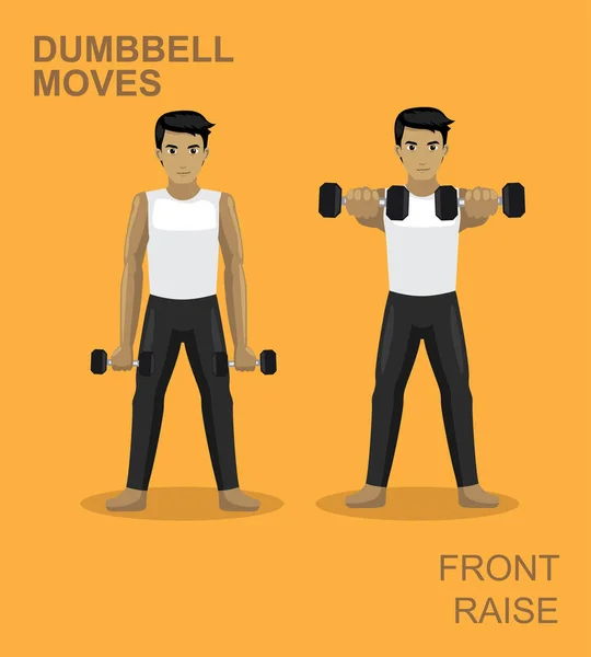 Front Raise Dumbbell Moves Manga Palestra Set Illustrazione — Vettoriale Stock