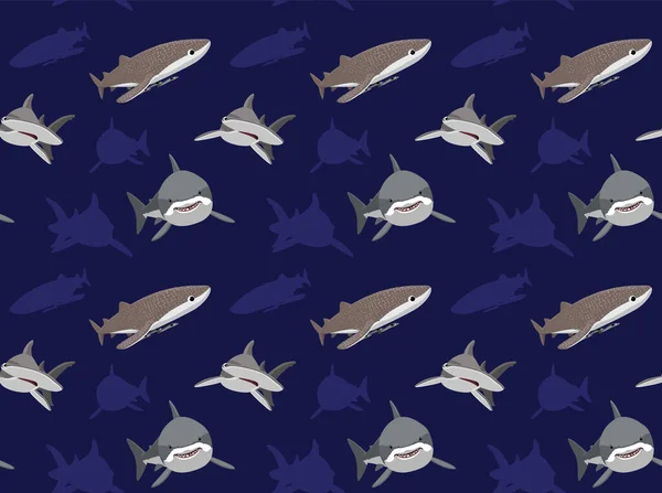 Sharks Wallpaper Seamless Pattern — Stock Vector