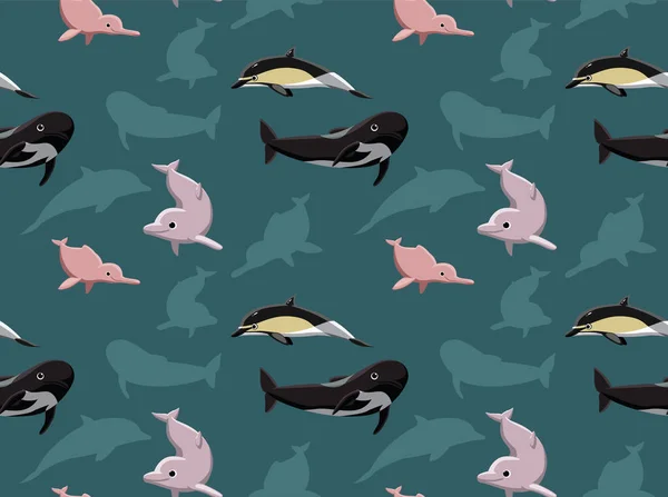 Dolphins Wallpaper Seamless Pattern — Stock Vector