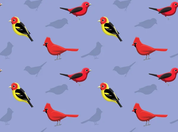 Pájaro Tanager Cardinal Fondo Pantalla — Vector de stock