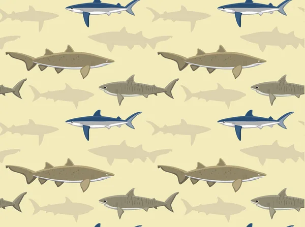 Καρχαρίες Cartoon Wallpaper — Διανυσματικό Αρχείο