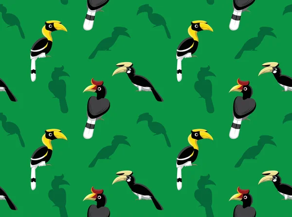 Oiseau Hornbill Bande Dessinée Fond Écran — Image vectorielle