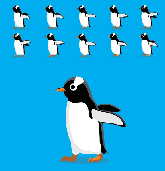 Animación Animal Secuencia Gentoo Penguin Cartoon Vector — Vector de stock