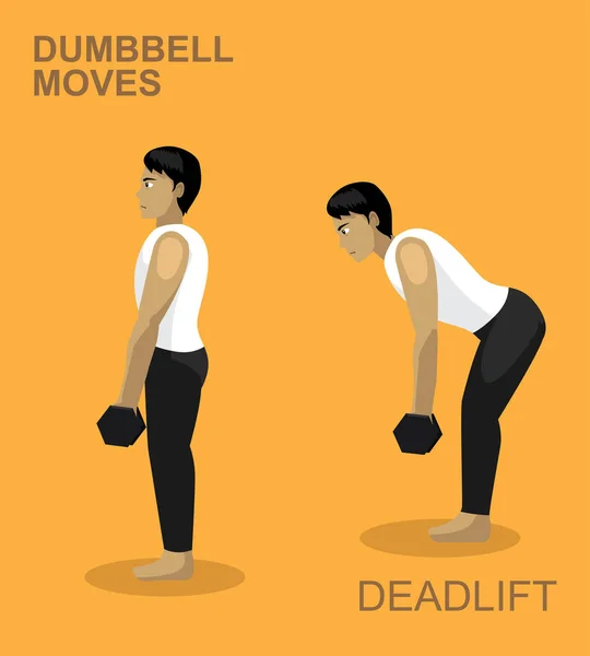 Deadlift Dumbbell Move Manga Gym Set Ilustração — Vetor de Stock