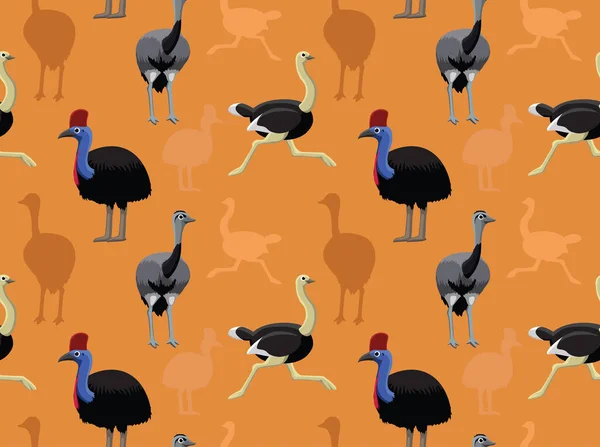 Bird Ostriches Tapety Bezszwowy Wzór — Wektor stockowy