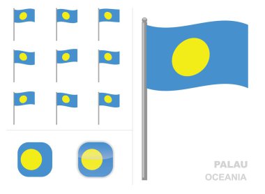 Palau Bayrak Okyanusu Ülke Dalgalanan Animasyon Uygulaması Simge Vektörü