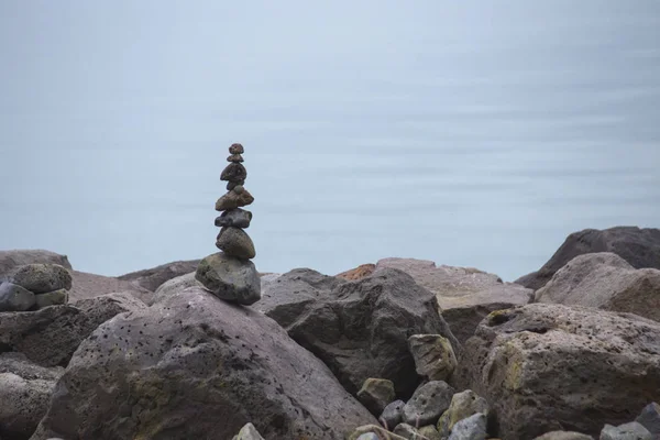 Vue Sur Les Rochers Mer Depuis Reykjavik Islande — Photo