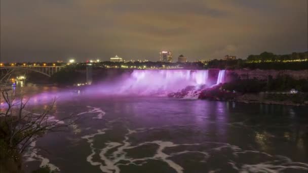 De sectie van de Horseshoe Falls Niagara Falls. Time-lapse. — Stockvideo