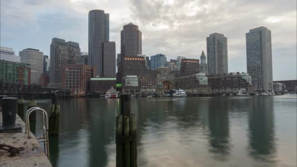 Timelapse van de Skyline van Boston in Massachusetts. Verenigde Staten. — Stockvideo