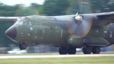 Wunstorf, Germany - June 09, 2018: Bundeswehr Open Day on air base Wunstorf. Transall C-160 military transport aircraft tacke off.