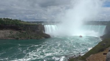 Niagara falls ve Niagara Nehri manzarası. Kuzey Amerika'nın en büyük şelale.