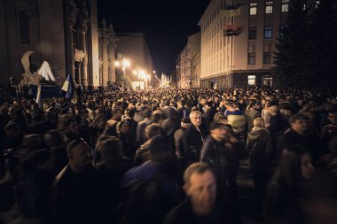 02.10.2019 Ukrayna. Kyiv. Ukrayna başkanlık yönetimi yakınlarında bir protesto. 