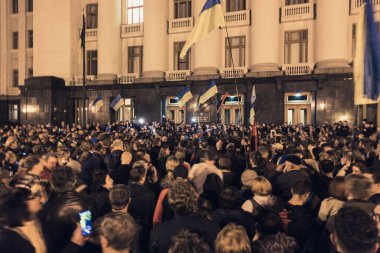 02.10.2019 Ukrayna. Kyiv. Ukrayna başkanlık yönetimi yakınlarında bir protesto. 
