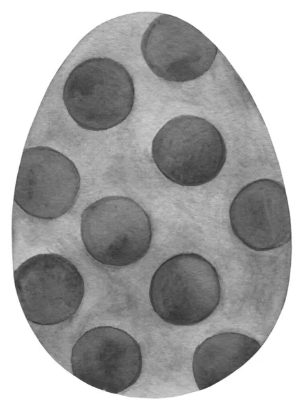 Czekoladowe Jajko Wielkanocne Czarno Biało Szary Płaski Akwarelowy Obraz Odizolowany — Zdjęcie stockowe