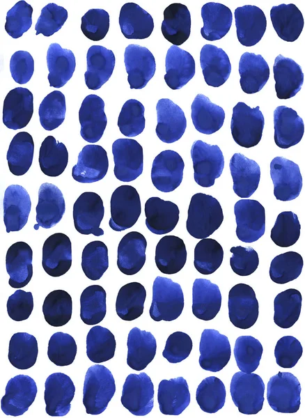 带圆点的动物指纹简单的蓝白水彩画背景 无缝图案 斯堪的纳维亚风格 纺织品 包装纸设计 — 图库照片