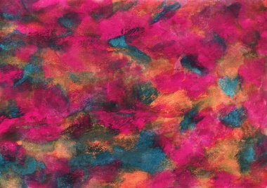 Basit renkli soyut suluboya arkaplan. Elle boyanmış doku, sıçramalar, boya damlaları, boya lekeleri. Arkaplanlar, duvar kağıtları, kapaklar ve ambalaj kağıtları için tasarım.