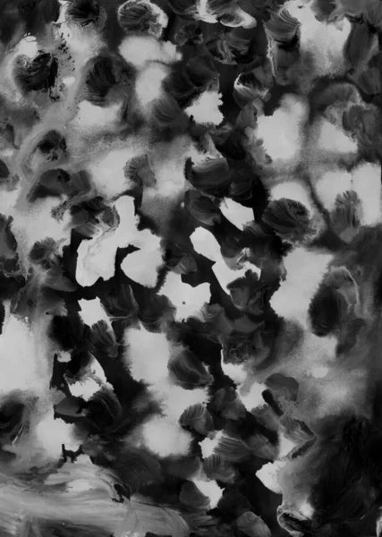 Simple abstract black-white watercolor background. Hand-painted texture, splashes, drops of paint, paint smears. Design for backgrounds, wallpapers, covers and packaging, wrapping paper.