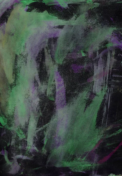 Simple abstract black-green-violet watercolor background. Hand-painted texture, splashes, drops of paint, paint smears. Design for backgrounds, wallpapers, covers and packaging, wrapping paper.