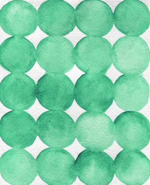 Proste Zielono Białe Abstrakcyjne Tło Boho Plamy Akwarelach Okrągłe Plamy — Zdjęcie stockowe