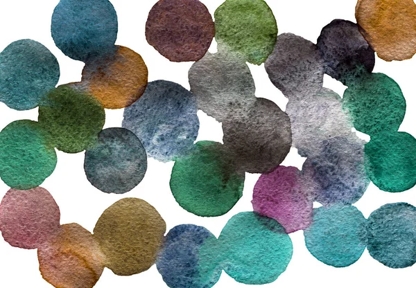Fond Abstrait Simple Avec Bulles Confettis Tombants Pois Aquarelle Cercles — Photo