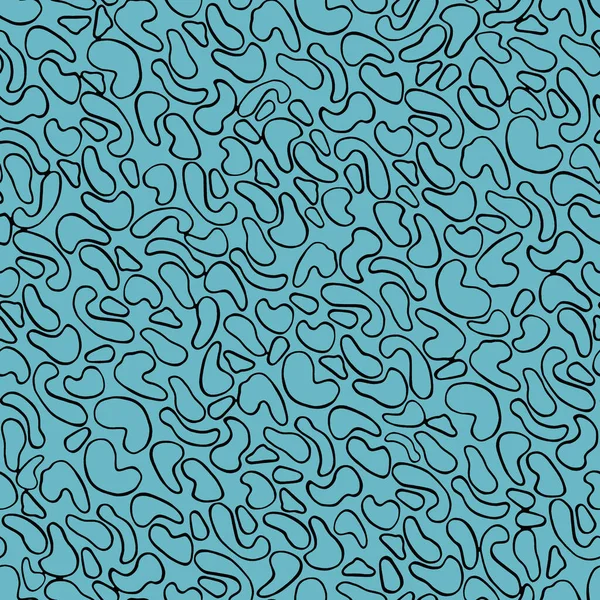 Simple seamless turquoise and black pattern with curls, animal print. Scandinavian style, design for wallpaper, fabric, textile, wrapping paper.
