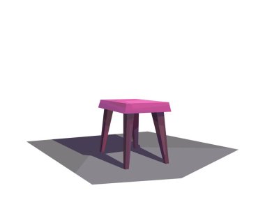 düşük polyester mor tabure, oda içi, izole mobilya, vektör, illüstrasyon