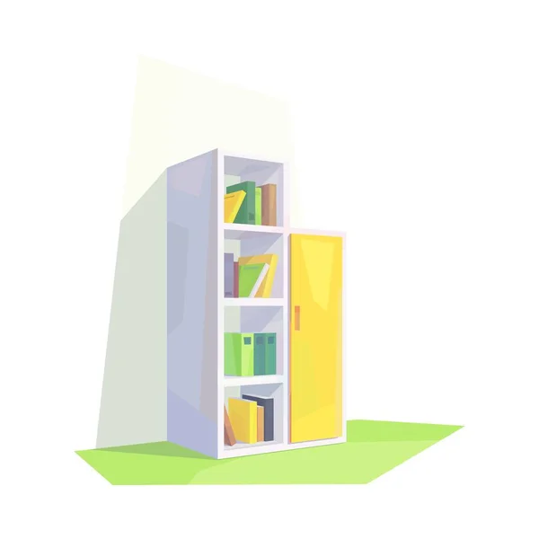 Low Poly Bookcase Room Interior Isolated Furniture Vector Illustration — Stock Vector