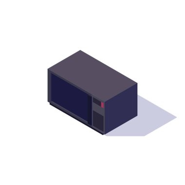 Beyaz zemin üzerinde izole edilmiş siyah bir mikrodalga. Vektör illüstrasyonu