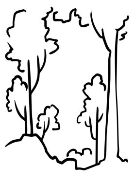 Ana hatlarıyla. Orman çizimi. Vektör illüstrasyonu