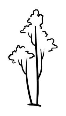 Beyaz arka planda izole edilmiş uzun çizgili ağaç. Vektör illüstrasyonu