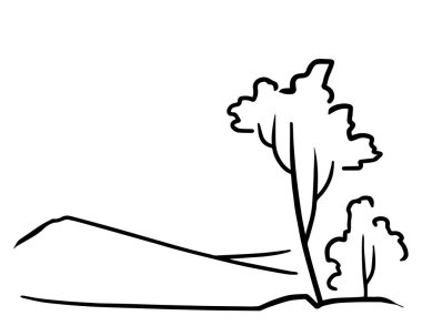 Ana hatlarıyla. Dağ manzarası. Vektör illüstrasyonu