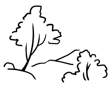 Ana hatlarıyla. Dağların manzarası. Vektör illüstrasyonu