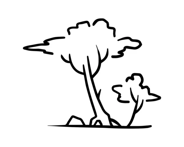 Árvore Contorno Isolada Sobre Fundo Branco Ilustração Vetorial — Vetor de Stock