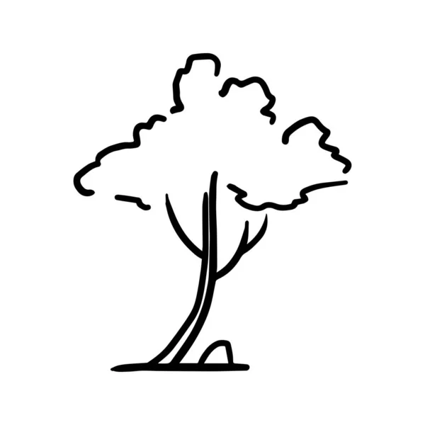 Beyaz Arka Planda Izole Edilmiş Ana Hatlı Ağaç Vektör Illüstrasyonu — Stok Vektör