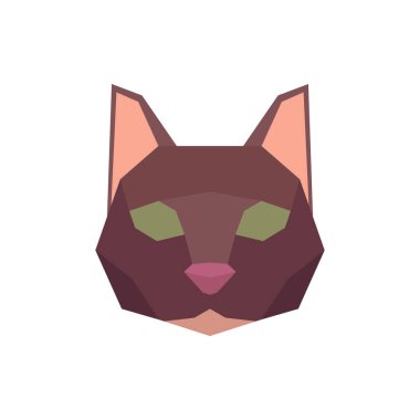 Düşük polyester soyut kahverengi kedi kafası. Vektör illüstrasyonu