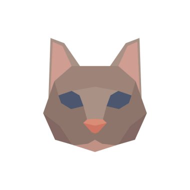 Düşük polyester soyut kedinin kafası. Vektör illüstrasyonu