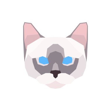 Düşük polyester oyuncak kedi kafası. Vektör illüstrasyonu