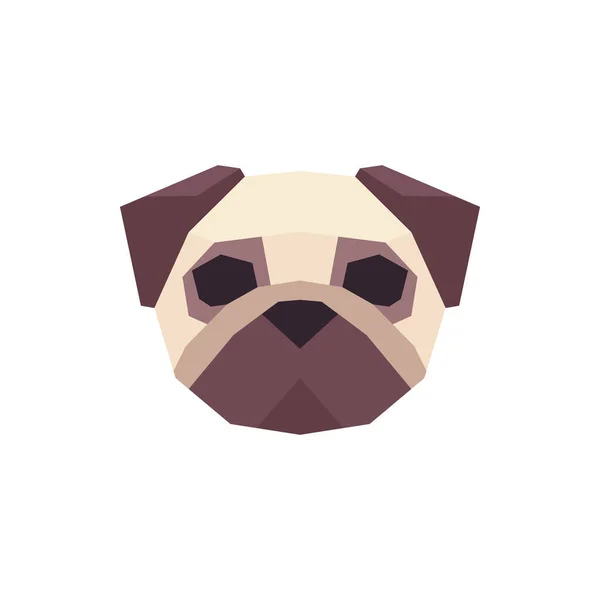 Low Poly Pug Head Ilustrasi Vektor - Stok Vektor