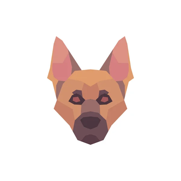 Low Poly Schäferhund Kopf Vektorillustration — Stockvektor