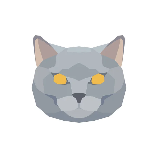 Low Poly British Shorthair Cat Head Vector Illustration — Stock Vector