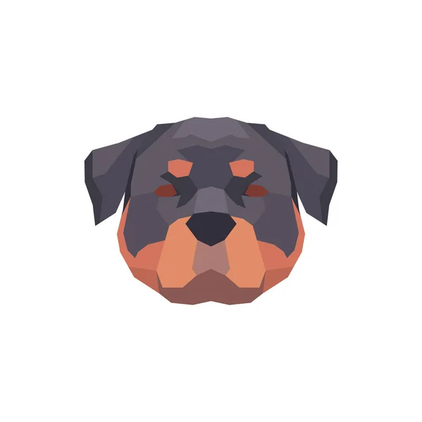 Cabeza Baja Poli Rottweiler Ilustración Vectorial — Vector de stock