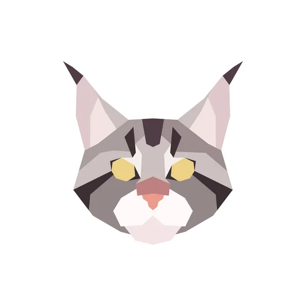 Low Poly Maine Coon Head Vector Illustration — Stock Vector