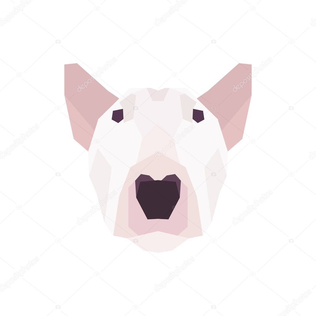 Low poly Bull Terrier head. Vector illustration