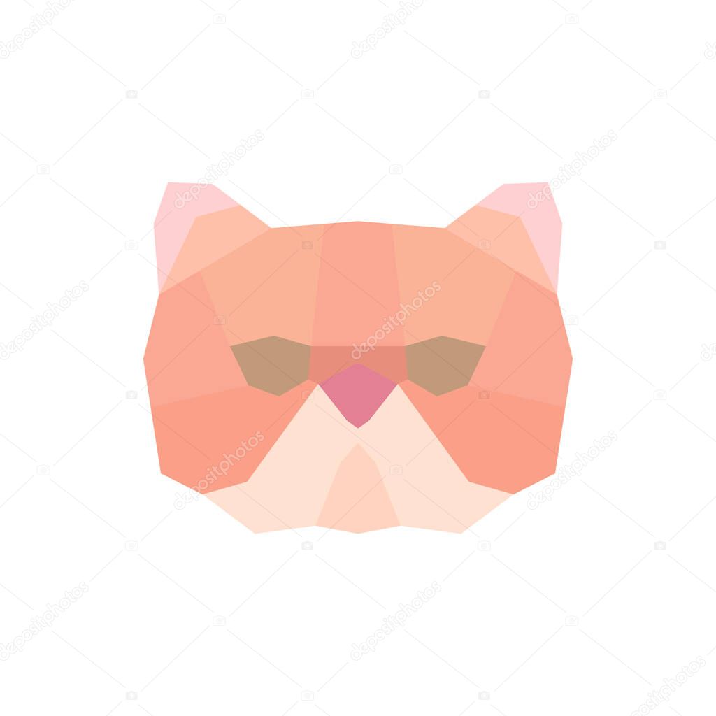 Low poly Persian cat head. Vector illustration