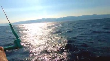 İnanılmaz tropikal gün batımı ve profesyonel uçurtma sörfçüleri okyanusun ortasında özgürlük, rahatlama ve ilham konsepti.