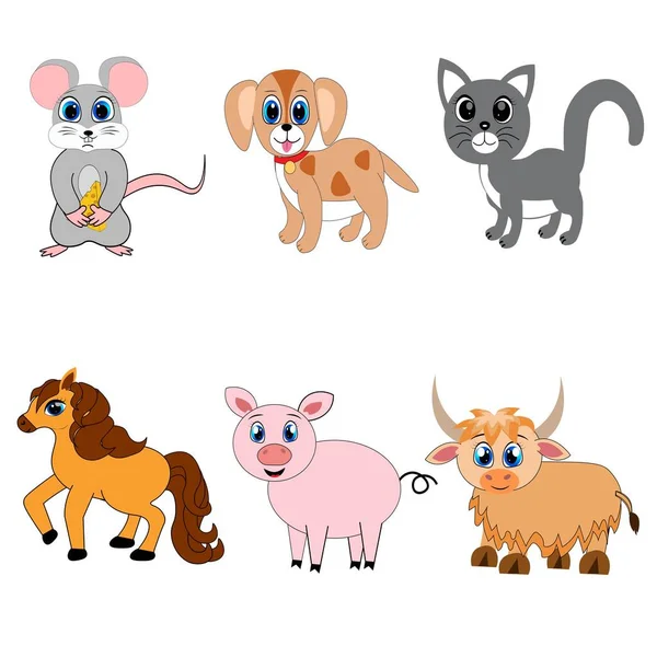 Farma Zvířat Set Kreslené Ilustrace — Stock fotografie