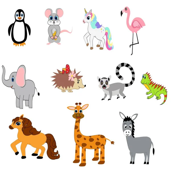 Cute animals set illustration,   collection: farm animals,sea animals wild animals,