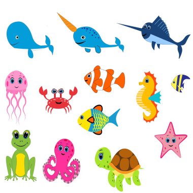 Şirin hayvanlar örnekleme, toplama: çiftlik hayvanları, deniz hayvanları, vahşi hayvanlar.,