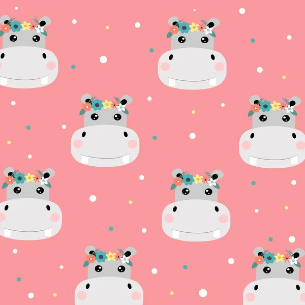 cute hippo pattern illustration